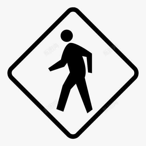 人行横道警告us图标svg_新图网 https://ixintu.com us 人行横道 停车 小心 慢行 标志 白色条纹 美国路标 警告 路标 驾驶