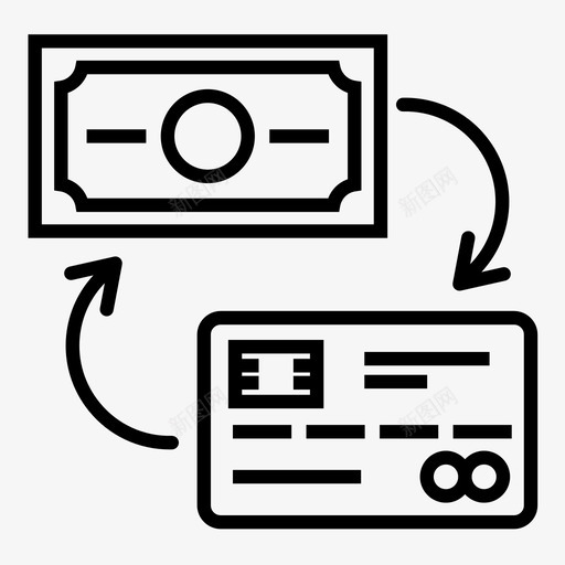 货币卡交换支付图标svg_新图网 https://ixintu.com 交换 交易 信用 支付 物流 现金 货币卡