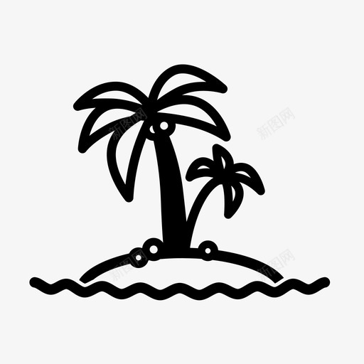 岛海滩环绕图标svg_新图网 https://ixintu.com 与世隔绝 大海 天堂 岛 旅行 棕榈树 椰子 海洋 海滩 环绕