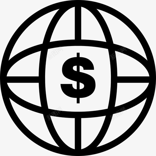地球网格与美元符号商业地球图标svg_新图网 https://ixintu.com 商业 地球图标 地球网格与美元符号
