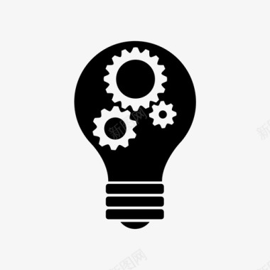 创意思维思维过程灯泡灯泡和齿轮图标图标