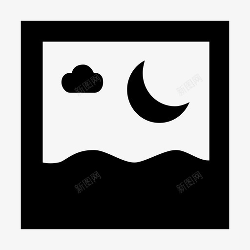 夜景云框图标svg_新图网 https://ixintu.com 云 夜景 夜月 山 月亮 框 照片和图像材料设计图标 相框