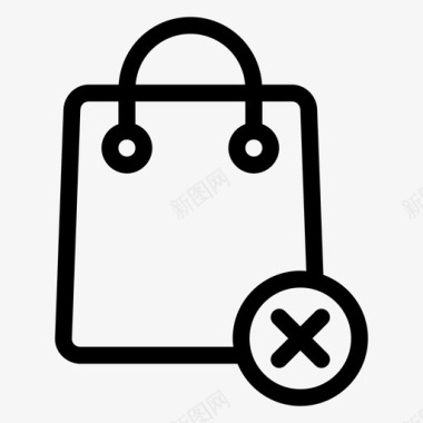 移除购物袋1十字标记图标图标