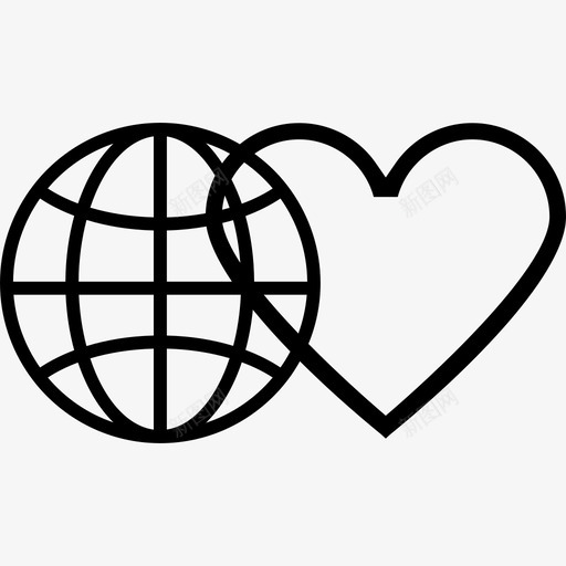 地球网格与心脏轮廓形状地球图标svg_新图网 https://ixintu.com 地球图标 地球网格与心脏轮廓 形状