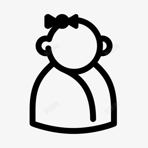 女婴幼儿人物角色图标svg_新图网 https://ixintu.com 人物角色 儿童 化身 头部 女婴 女性 幼儿 弓 用户