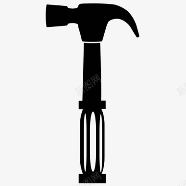 锤子工具黑色图标图标