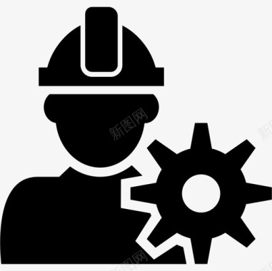有帽子和装备的建造师人建筑行业图标图标