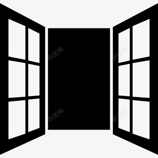 打开窗户的玻璃门建筑物房子的东西图标svg_新图网 https://ixintu.com 建筑物 房子的东西 打开窗户的玻璃门