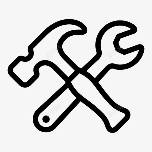 锤子和扳手手工工具修理图标svg_新图网 https://ixintu.com 修理 修理工具 手工工具 概述用户界面2 设置 锤子和扳手