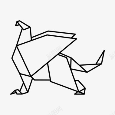 鹰头狮鹰爪折纸图标图标
