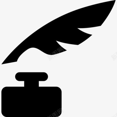 羽毛和墨水瓶书写工具剪影工具和器具免费派康业务图标图标