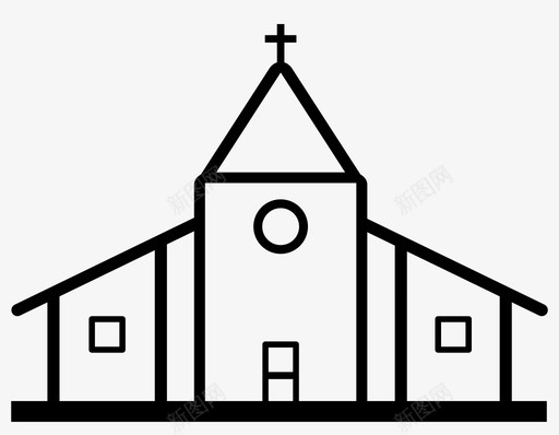 教堂建筑小教堂图标svg_新图网 https://ixintu.com 十字架 小教堂 屋顶 建筑 教堂 祈祷 窗户 门