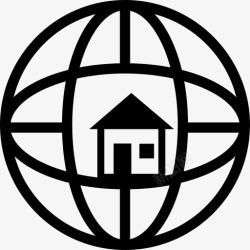 地球上的网格地球上的房子网格界面地球图标高清图片