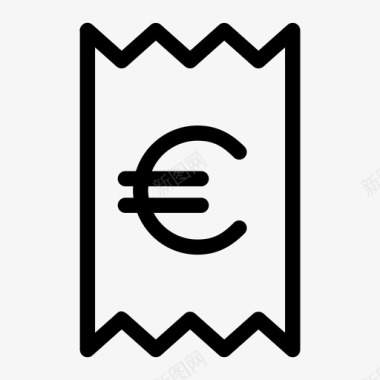 欧元收据震颤收据付款图标图标