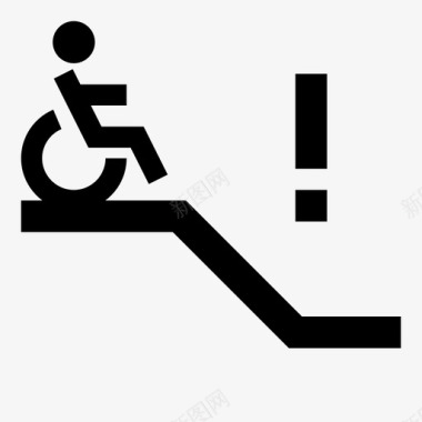 危险下降轮椅警告陡坡下降图标图标