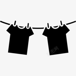 衣服上的暗扣晾在绳子上晾干的衣服工具和用具家居用品图标高清图片