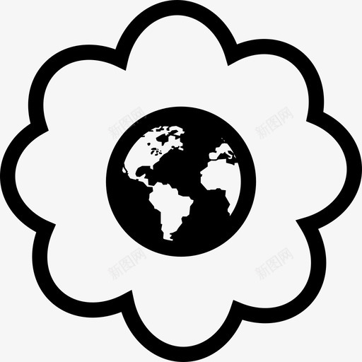 地球在花中心形状地球图标svg_新图网 https://ixintu.com 地球图标 地球在花中心 形状