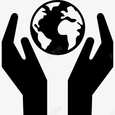 双手之间的地球生态主义图标图标