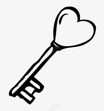 心钥匙开锁爱情图标图标
