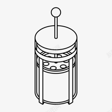 法式印刷机电器咖啡豆图标图标