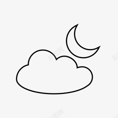 多云的夜晚两个月亮图标图标