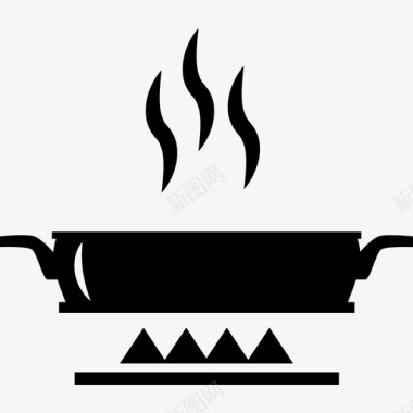 在厨房用平底锅加热食物图标图标