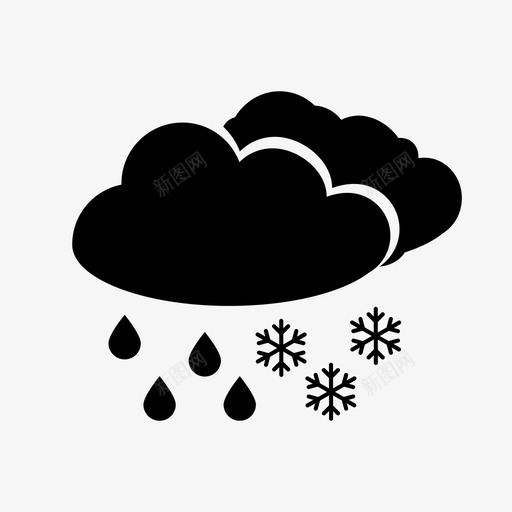 雨夹雪天气图标svg_新图网 https://ixintu.com 雨夹雪天气