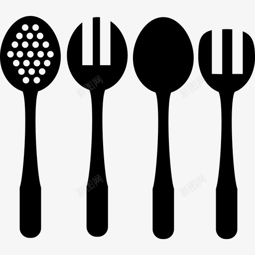 厨房的勺子和叉子工具和用具图标svg_新图网 https://ixintu.com 厨房的勺子和叉子 工具和用具