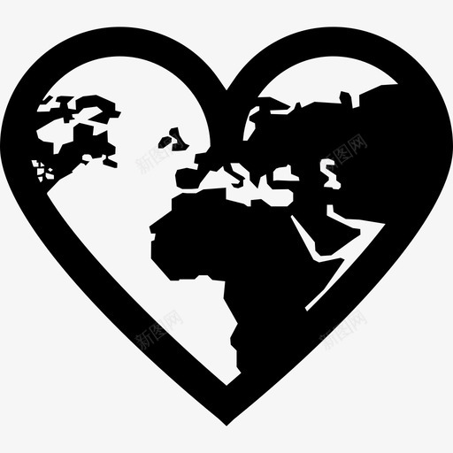 地球的大陆形状在心脏轮廓形状地图和旗帜地球图标svg_新图网 https://ixintu.com 地图和旗帜 地球图标 地球的大陆形状在心脏轮廓形状