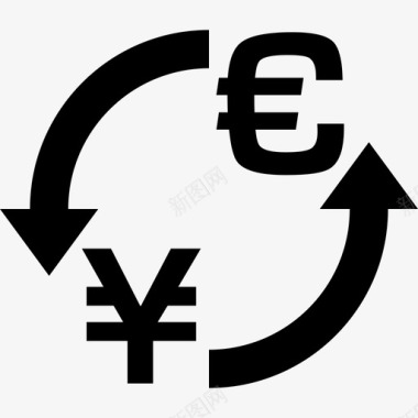 货币兑换符号欧元日元商业货币包1图标图标