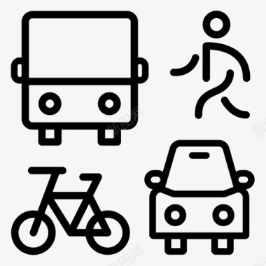 多式联运自行车完整街道图标图标