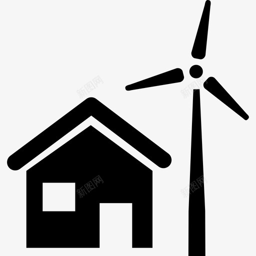 带风机建筑生态的乡村住宅图标svg_新图网 https://ixintu.com 带风机 建筑 生态的乡村住宅