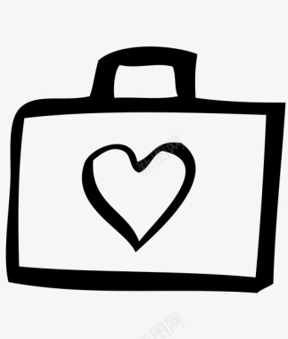 心形手提箱旅行浪漫图标图标