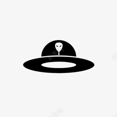 飞碟外星人黑帽子图标图标