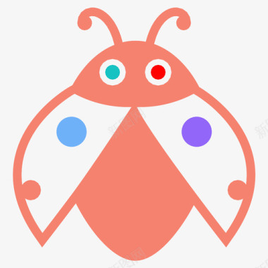 瓢虫彩色苍蝇图标图标