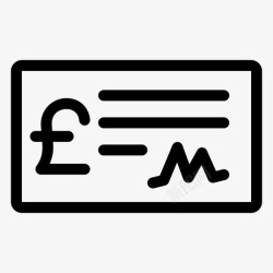 银行销售证件英镑支票签字寄出图标高清图片