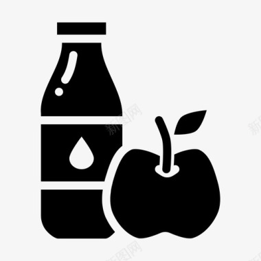 牛奶和苹果早餐饮食图标图标