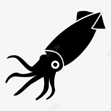 鱿鱼海鲜海洋生物图标图标