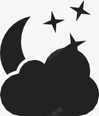 多云的夜晚天气星星图标图标