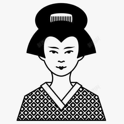 艺妓日本传统图标svg_新图网 https://ixintu.com 传统 女性 日本 艺妓