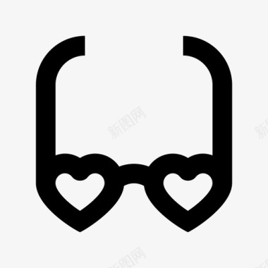 心形眼镜爱情和浪漫的材料图标图标
