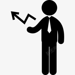 带着皇冠的人站着的商人带着向上的箭头人人的图案图标高清图片