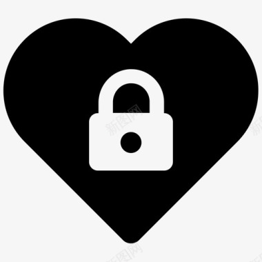 锁定的心关系隐私图标图标