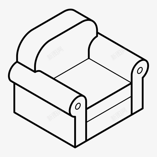 沙发椅子舒适图标svg_新图网 https://ixintu.com 休息室 客厅 家具 座位 房子 椅子 沙发 等距 等距家具 舒适