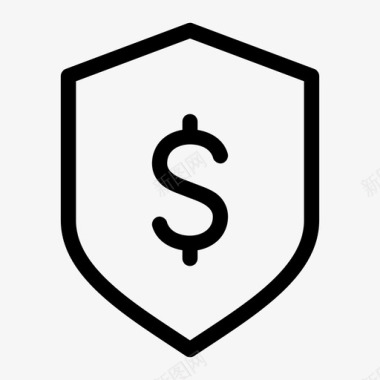 安全美元盾牌安全货币图标图标