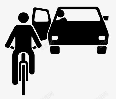 开门自行车道撞人开车图标图标