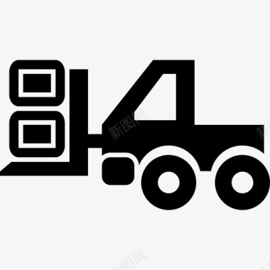 卡车在正面叶片上运输包裹建筑贸易图标图标