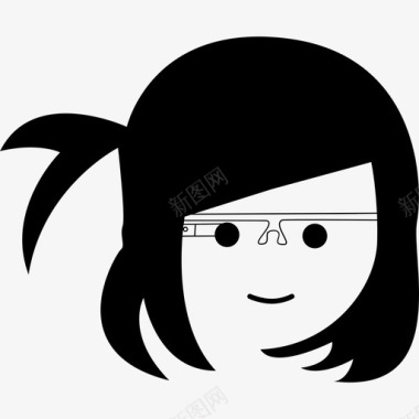 带谷歌眼镜的女孩脸电脑谷歌眼镜图标图标