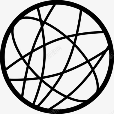 有不规则网格线形状地球图标的圆圈图标