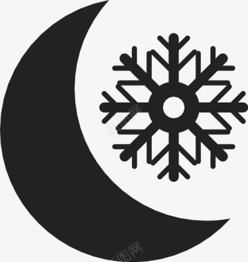 冬夜新月天气预报图标图标